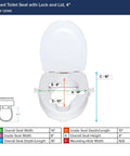 Raised Toilet Seat With Lock And Lid For Seniors And Disabled Cleanable Surface 4 Inch Height dimensions illustration