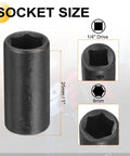 Harfington Shallow 8mm Metric Socket With 1/4 Drive Cr-V Steel Impact Set Including Adapter Hex Shank For Tight Spots And Tough Bolts, 25mm length