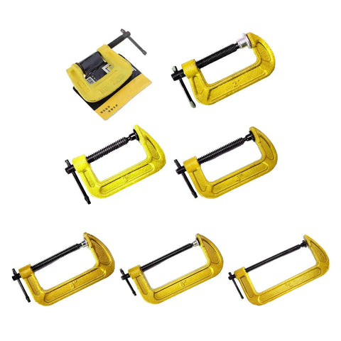 Heavy Duty C Shaped Clamp for Woodworking and Metalworking set, yellow clamps with deepened threads, versatile tool for projects