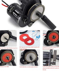 Que-T RC belt-drive transmission gears system for 1:10 Axial SCX10; motor, pulley, red friction discs, hardware.