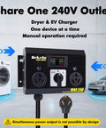 No Sweat Manual EV Charging Switch, Rugged Aluminum NEMA 10-30 Housing, Legit 24 Amp Electric Vehicle Safety Toggle on display with appliances.