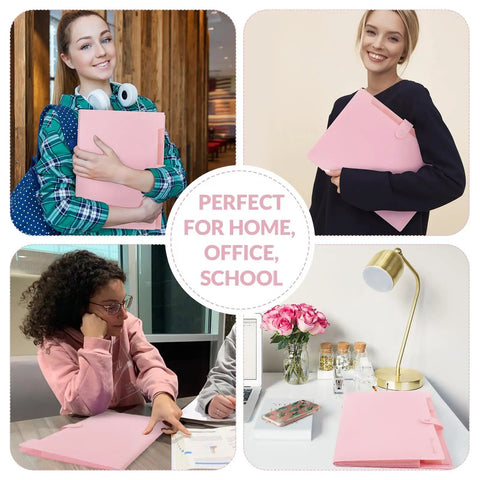 Pink 8 Pocket Expanding File Folder Accordion Organizer For School Office And Hospital Fits Letter And A4 Size With Secure Snap Closure Great For Receipts And Papers On The Go