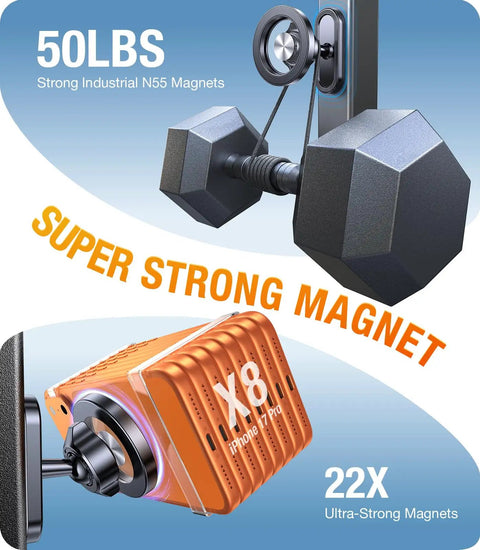 Must Have Magnetic Golf Cart Phone Holder For MagSafe Mount With 22 N55 Neodymium Magnets illustration of strength and features