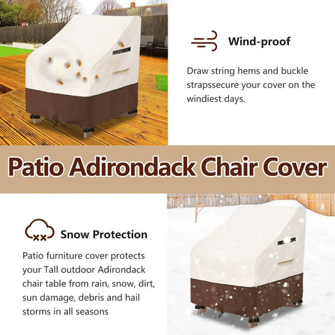 Two Pack Waterproof Adirondack Chair Covers Heavy Duty Outdoor Furniture Covers For All Weather Protection Beige And Brown