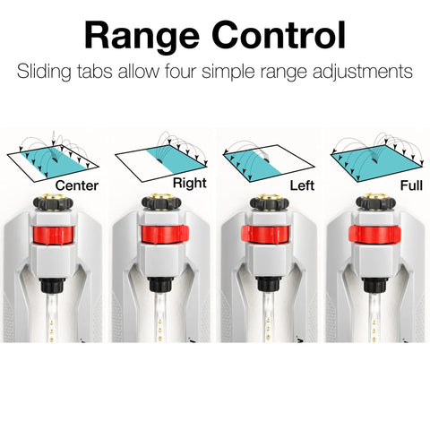 Heavy Duty Turbo Oscillating Sprinkler With 18 Brass Nozzles, Covers Up To 3,700 Sq Ft, Adjustable Spray Range control diagram