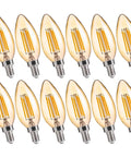 LED Candelabra Bulbs 40W Equivalent B11 E12 Small Base Chandelier Bulbs, 2200K Warm White, 12-pack with Amber Glass Finish