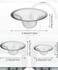 Stainless Steel Sink Strainer 12 Pack Heavy Duty Mesh Sieve Catches Food Gunk And Hair No Sweat Drain Catcher dimensions displayed.