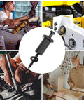 Set Of 4 Adjustable Carbon Steel Sliding Barn Door Spacers With Lag Bolts And Wall Anchors Track Connector Kit in use.