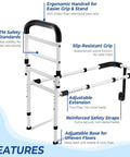 Senior Safe Bed Rails For Seniors With ASTM Approved, 400Lb AntiWobble Support, Adjustable Feet, No Tools Needed, Non Slip Handle, Storage Bag Included, 2026 Upgrade Bed Cane For Elderly Adults, Model GL04 with ergonomic handrail and slip-resistant grip.