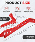 Diagram showing size of 2 Piece Table Saw Push Block And Push Stick Set for woodworking safety with ergonomic handles.