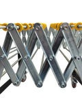 Expandable Roller Conveyor With Adjustable Length And Height For Industrial Use, steel frame closeup, showing cross-brace design