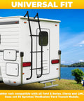 Universal Van Ladder 51 Inch Beefy Heavy Duty Aluminum Hook Over Ladder Rack For Ford E Series Chevy GMC Full Size Vans 1997 2024 Supports 300 Lb Capacity Rust Resistant And Easy Install on RV rear