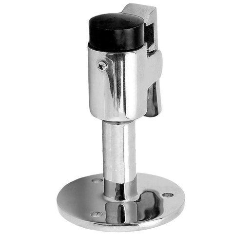 Marine Grade 316 Stainless Steel Heavy Duty Door Stopper Set For Boats And Yachts Long Door Catch With Anti Collision Hatch Holder Surface Mirror Finish Keeps Doors Open Like A Pro On Ships, side view showing stainless steel construction and hatch holder.