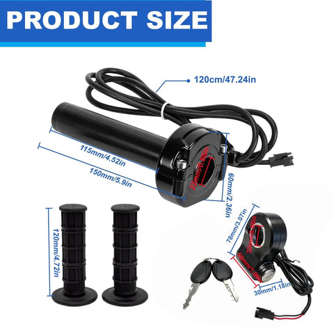 Seamless Plug And Play Full Twist Ebike Throttle With Rolling Bearing For Ridstar Q20 Q20Pro H20 Electric Dirt Bike Black Easy Install Ignition Switch Compatible With 24V To 72V Systems