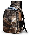 Desert Amber Eyed Wolf Print Backpack Dope Unisex Daypack, large capacity, durable polyester, with smooth zipper