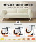 Buttery Smooth Rolling Leveling Casters 3 Inch Diameter 4 Pack adjustments for dynamic, still, and lifted positions.