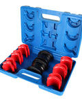 All In One Fork Seal Driver Tool Kit For Motorcycle And Bike 35mm To 50mm With Six Adapters in blue carrying case