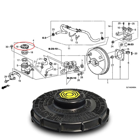 Honda Brake Master Cylinder Fluid Reservoir Cap Direct Fit Replacement For Accord Civic CRV Odyssey HRV Fit No Fuss Install