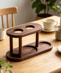 Snag This Fresh Solid Wood Pour Over Coffee Station To Level Up Your Daily Brew Game Featuring An Elevated Brewing Platform And Rock Solid Display Rack For Prime Home Office Vibes on a wooden table with coffee cups around.