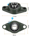 Dimensions of 2 Pack UCFL204 Pillow Block Bearings 20mm Bore Self Aligning With Solid Cast Iron Housing And Chrome Steel Bearings