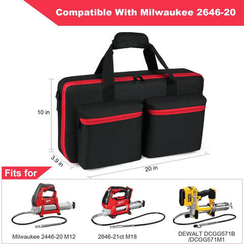 Grease Gun Case For Milwaukee And DeWalt Kits Portable Carrying Bag With Battery And Charger Pockets Fits 2646 20 2446 20 And DCGG571B Grease Gun Kit Durable Organizer For Tools On The Go