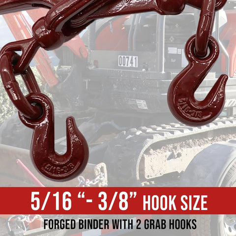 Heavy Duty Chain Lever Load Binder With Forged Grab Hooks 5 Sixteenths To 3 Eighths Inch Chain Tie Down Gear 6600 Lbs Working Load Limit