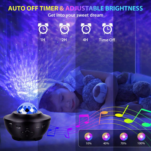 Galaxy Projector Night Light For Bedroom With Bluetooth Speaker, 3 In 1 Ocean Wave And Starry Sky Projector, 360 Degree Rotating LED Lamp, child sleeping