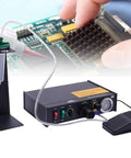 Peristaltic Glue Dispenser Machine With Digital Display Auto And Manual Modes Timed Dispensing For Precision Component Assembly Smooth Reliable Easy Setup For Industrial Electronics And PCB Work on PCB assembly bench