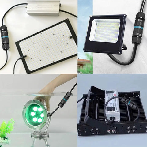 IP68 Waterproof 2 Way 3 Pin Junction Box Cable Connector For Outdoor Use shown with lighting equipment applications