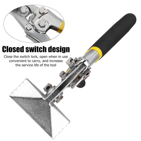Heavy Duty Hand Seamer With Curved Handle Design And Compound Leverage Portable Metal Bender Tool showing closed switch design.