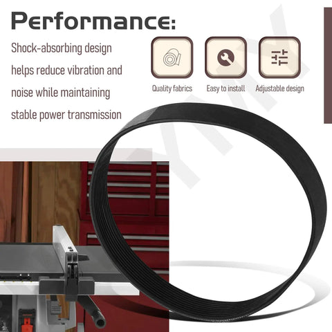 Replacement Table Saw Drive Belt 6.8 inch by 0.6 inch compatible with PCB270TS with shock-absorbing design shown