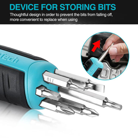 Ratcheting Screwdriver Set For Quick Fixes, 12-In-One Standard And Stubby Duo with bit storage detail