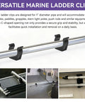 1 Inch Black Boat Ladder Clips Set Of Four Durable Marine Ladder Pole Holder Bracket Mounts holding a metal pole