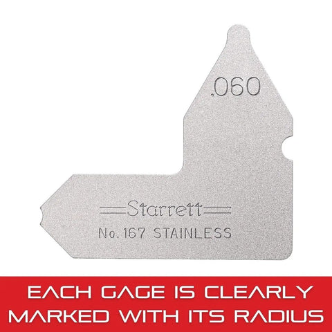 Radius Gauge For Convex And Concave Radii Stainless Steel 0.060 Inch Radius Gauge With Inch Reading For Carpenters Durable Tool