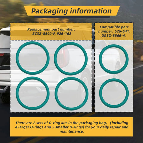 Front view of automotive teal rubber O-ring kit, 6-pack for radiator hose and T-pipe coolant leaks