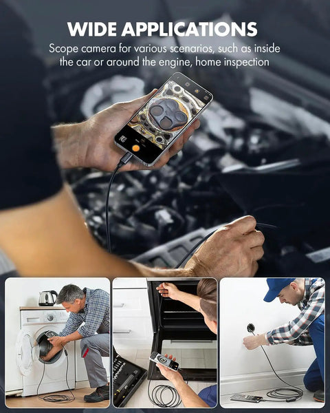 Type C Endoscope Camera With Light 1080P HD Borescope 8 Adjustable LED Lights used for home inspection and electronic repairs