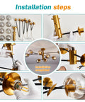 Step-by-step installation of 8 Light Sputnik Ceiling Light Fixture Semi Flush Mount With Glass Globe In Black And Gold