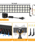 Diagram of 4 Pack 100W LED Shop Lights, Crazy Bright 14000 Lumens, 6000K Daylight White, IP66 Waterproof Garage and Workshop Lighting.
