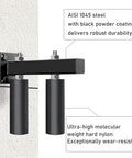 Six Inch Slide Gate Guide Roller With Black Steel Bracket Adjustable UHMW Nylon Rollers Up To Five Point Five Inches Heavy Duty