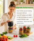 Woman using Mason Jar Vacuum Sealer Kit Cordless Auto Stop With 10 Lids For Wide And Regular Mouth Jars in kitchen setting