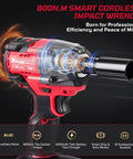 Brutal 12 Volt Cordless Impact Wrench With 800 Nm High Torque Brushless Motor, detailed design with digital components visible.