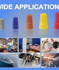 150 Piece Wire Caps And Connectors Kit With Springs For A No Brainer, Stable Twist On Connections, color coded wire nuts shown