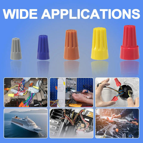 150 Piece Wire Caps And Connectors Kit With Springs For A No Brainer, Stable Twist On Connections, color coded wire nuts shown