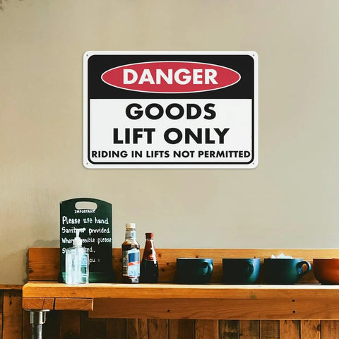 Keep Out Zone Sign For 8x12 Inch Warehouse Equipment Access Restriction Heavy Duty Weatherproof Aluminum Plaque mounted on wall above shelf