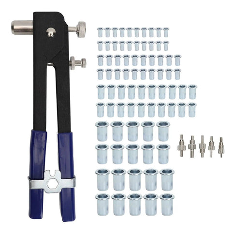 86 Piece Rivet Nut Tool Kit With Alloy Steel Build Includes 5 Mandrels And 80 Rivets For DIY Furniture Restoration And Car Modification