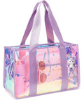 Iridescent Clear Jelly Tote Beach Bag For Women Waterproof And Sandproof See Through Pool Bag With Zipper Ideal Cruise Essentials