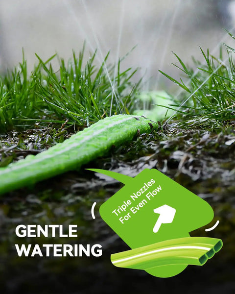Flat Soaker Hose With Stakes 50Ft Watering Made Easy For Garden And Lawn Yard Irrigation Three Channel Micro Holes Deliver Uniform Water And Prevent Overwatering Lightweight Low Maintenance Sprinkler System in garden