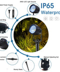 Low Voltage Landscape Lighting Kit 6 Pack 12V LED Outdoor Spotlights With Plug In Transformer showing waterproof components