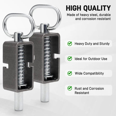 Quality Top Shelf Heavy Duty Trailer Gate Latch Weld On Spring Lock Assembly With Reinforced Latch Pins, heavy steel construction.