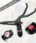 GRELiving hydraulic disc brake lever, front view, black lever with red angle-adjust dial for MTB/road bikes